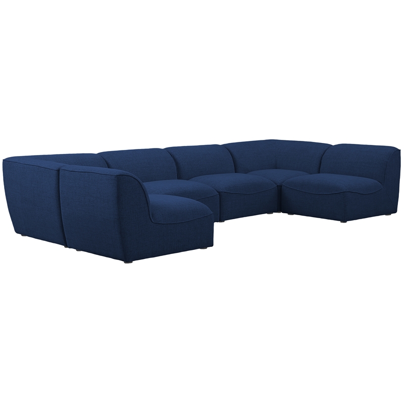 Meridian Furniture Miramar Navy Durable Linen Textured Modular Sectional
