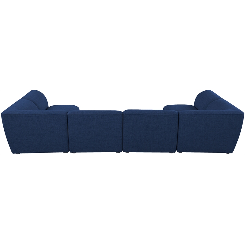 Meridian Furniture Miramar Navy Durable Linen Textured Modular Sectional