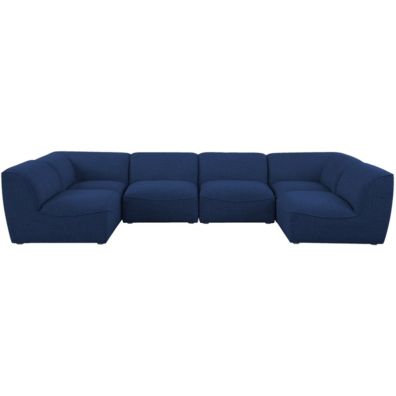 Meridian Furniture Miramar Navy Durable Linen Textured Modular Sectional