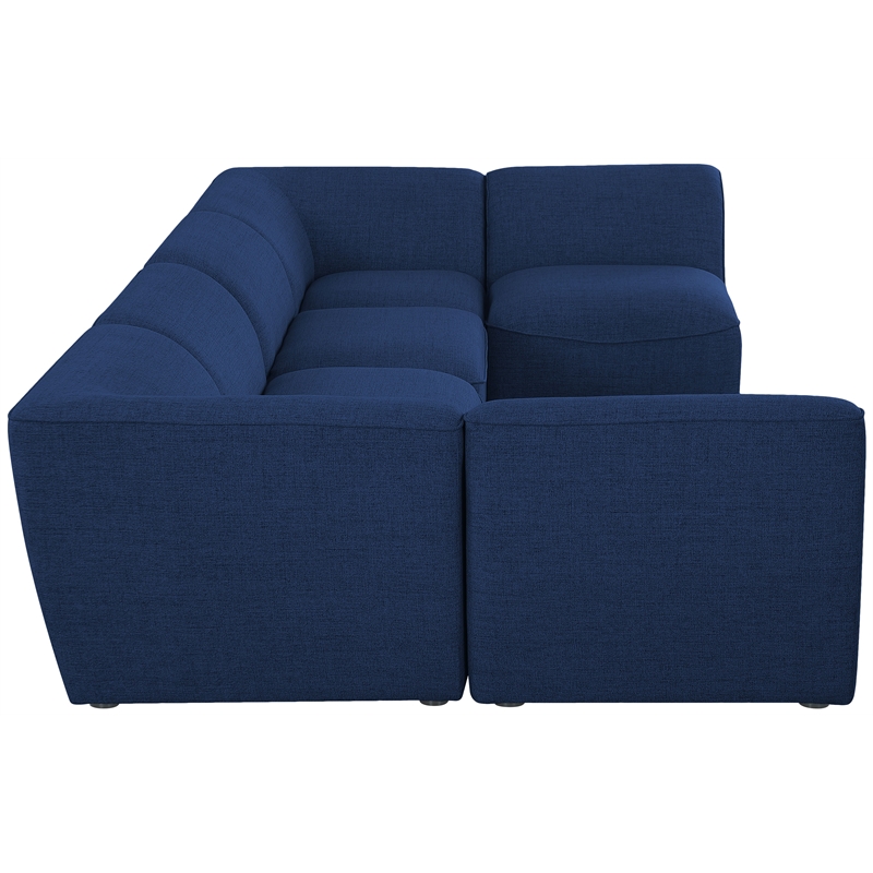Meridian Furniture Miramar Navy Durable Linen Textured Modular Sectional