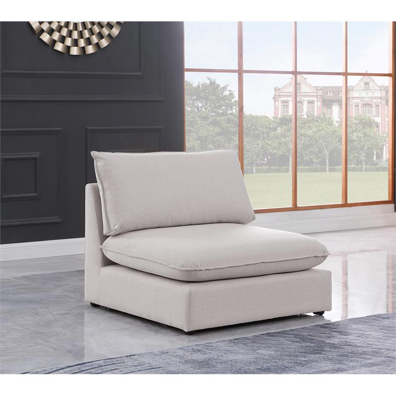 Meridian Furniture Mackenzie Beige Durable Linen Textured Armless