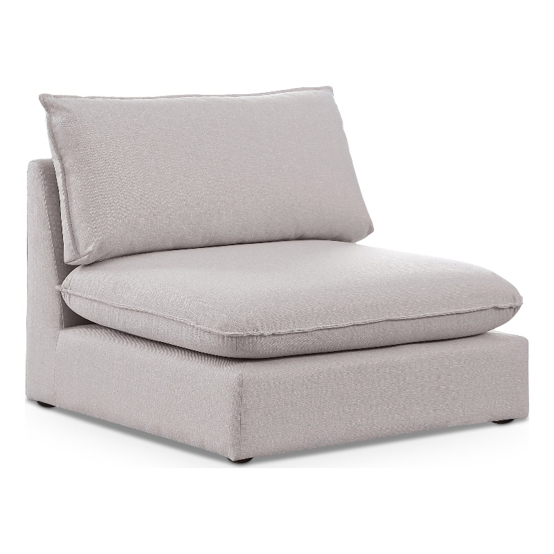 Meridian Furniture Mackenzie Beige Durable Linen Textured Armless