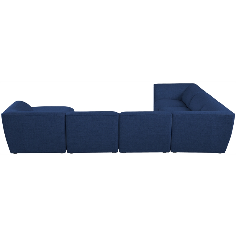 Meridian Furniture Miramar Navy Durable Linen Textured Modular Sectional