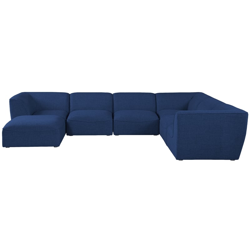 Meridian Furniture Miramar Navy Durable Linen Textured Modular Sectional