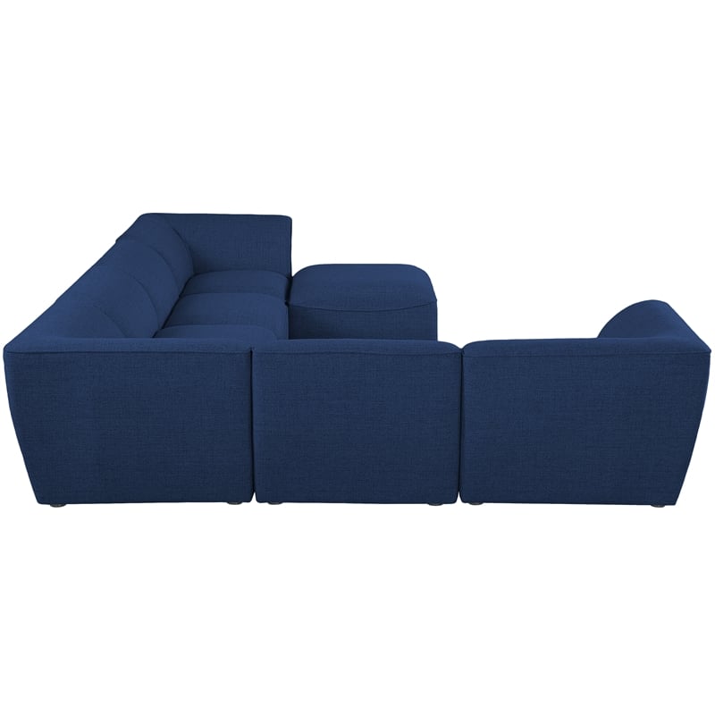 Meridian Furniture Miramar Navy Durable Linen Textured Modular Sectional
