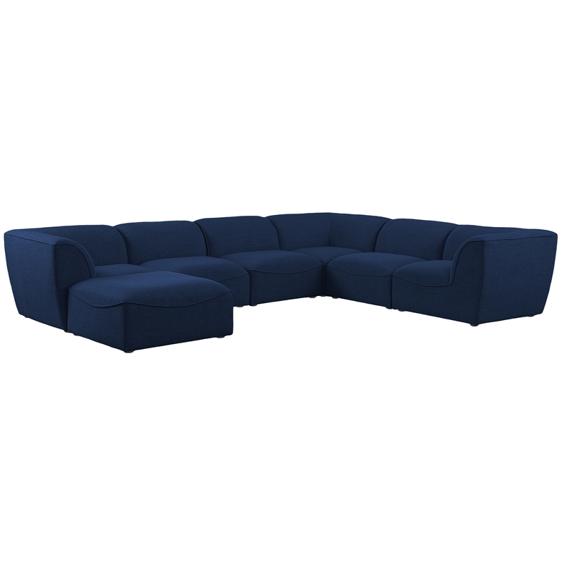 Meridian Furniture Miramar Navy Durable Linen Textured Modular Sectional