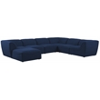 Meridian Furniture Miramar Navy Durable Linen Textured Modular Sectional