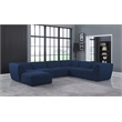 Meridian Furniture Miramar Navy Durable Linen Textured Modular Sectional