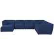 Meridian Furniture Miramar Navy Durable Linen Textured Modular Sectional