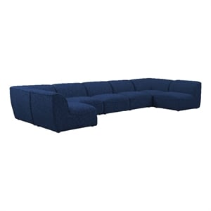 Meridian Furniture Miramar Navy Durable Linen Textured Modular Sectional