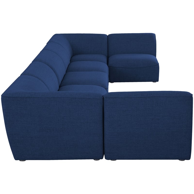 Meridian Furniture Miramar Navy Durable Linen Textured Modular Sectional