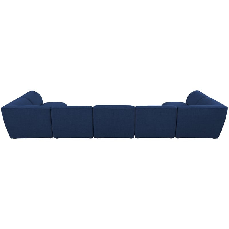 Meridian Furniture Miramar Navy Durable Linen Textured Modular Sectional