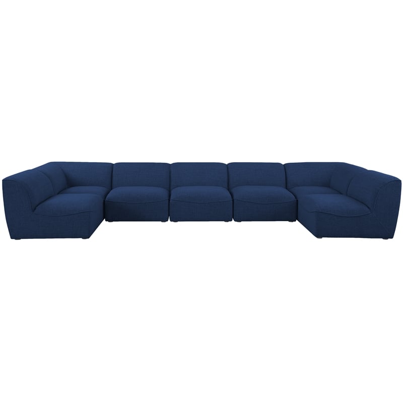 Meridian Furniture Miramar Navy Durable Linen Textured Modular Sectional