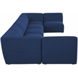 Meridian Furniture Miramar Navy Durable Linen Textured Modular Sectional