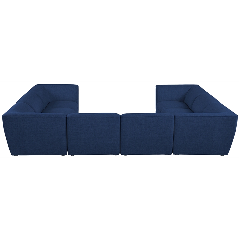 Meridian Furniture Miramar Navy Durable Linen Textured Modular Sectional