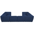 Meridian Furniture Miramar Navy Durable Linen Textured Modular Sectional