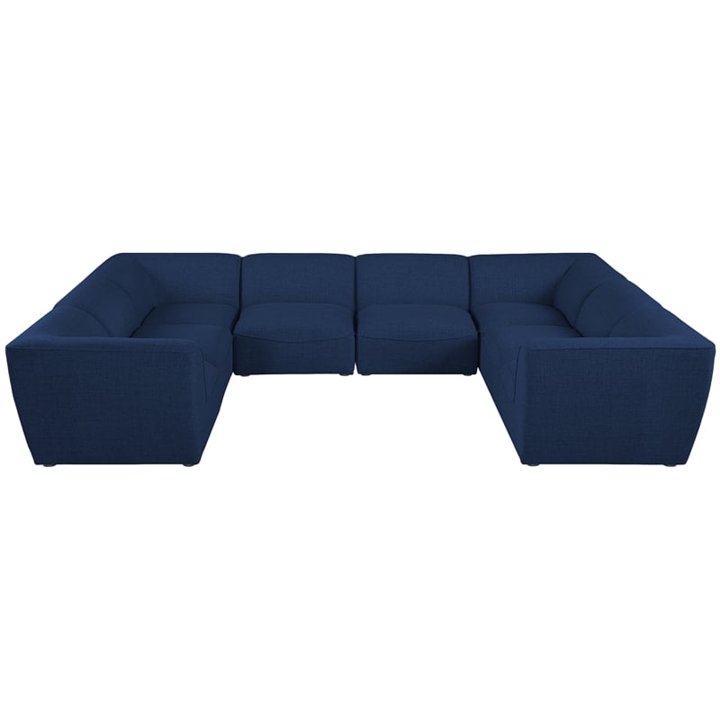 Meridian Furniture Miramar Navy Durable Linen Textured Modular Sectional