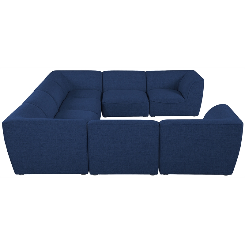 Meridian Furniture Miramar Navy Durable Linen Textured Modular Sectional