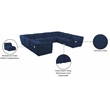 Meridian Furniture Miramar Navy Durable Linen Textured Modular Sectional