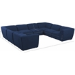 Meridian Furniture Miramar Navy Durable Linen Textured Modular Sectional