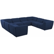 Meridian Furniture Miramar Navy Durable Linen Textured Modular Sectional