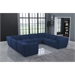 Meridian Furniture Miramar Navy Durable Linen Textured Modular Sectional