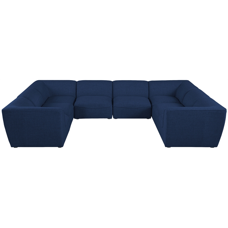 Meridian Furniture Miramar Navy Durable Linen Textured Modular Sectional