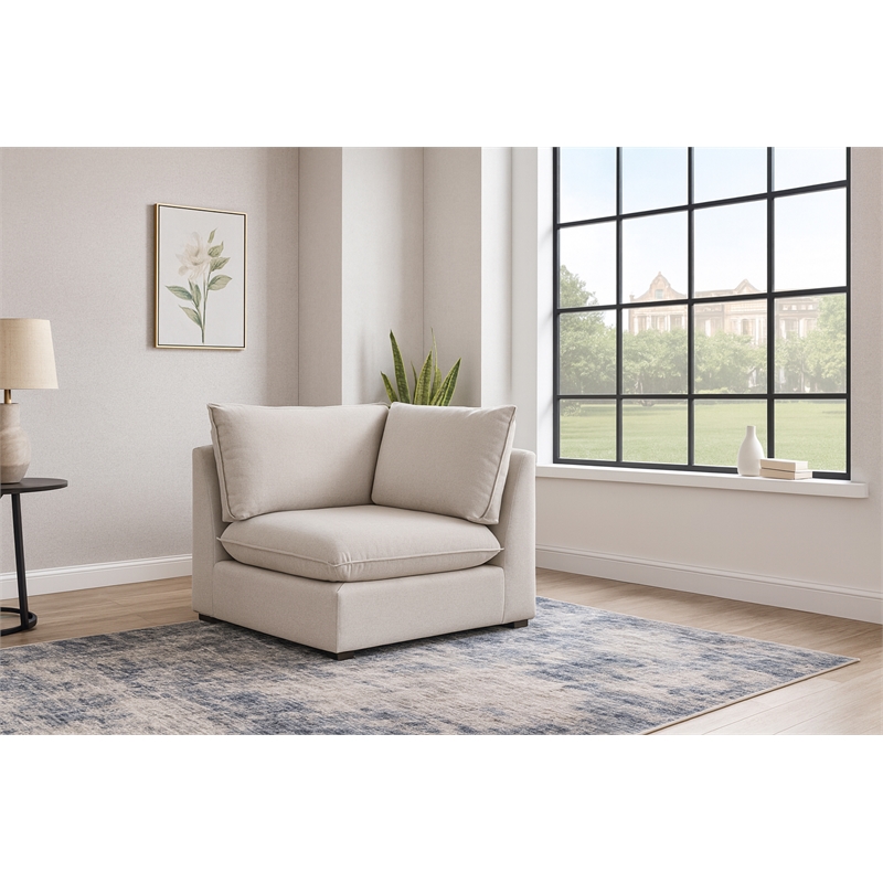 Meridian Furniture Mackenzie Beige Durable Linen Textured Corner