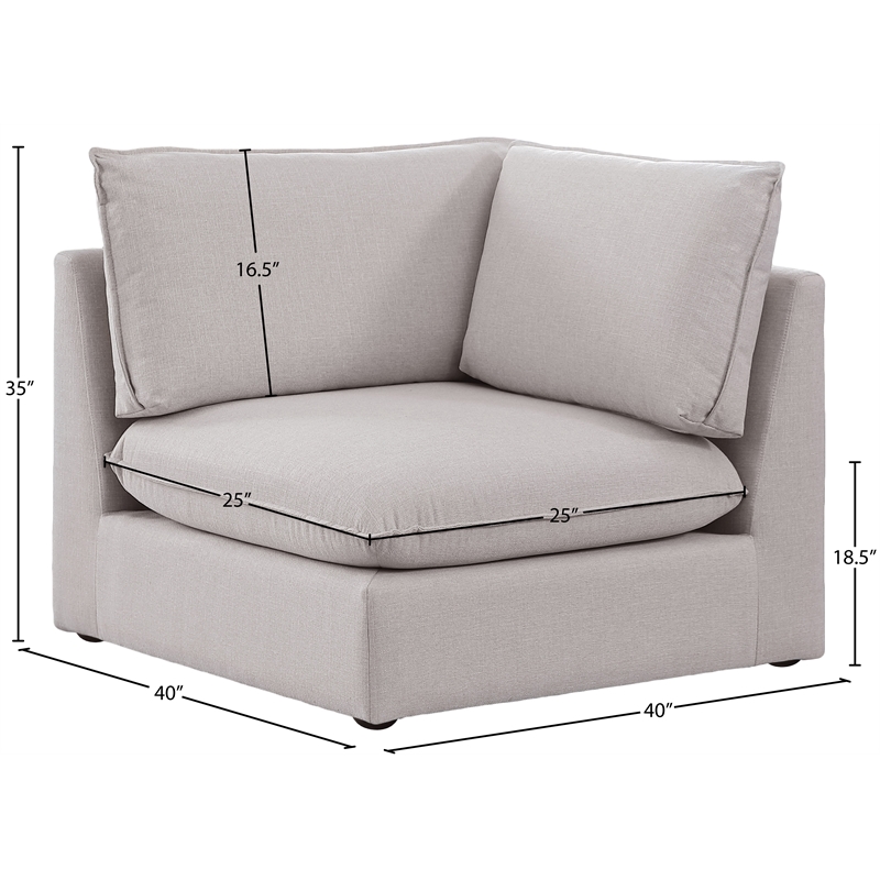 Meridian Furniture Mackenzie Beige Durable Linen Textured Corner