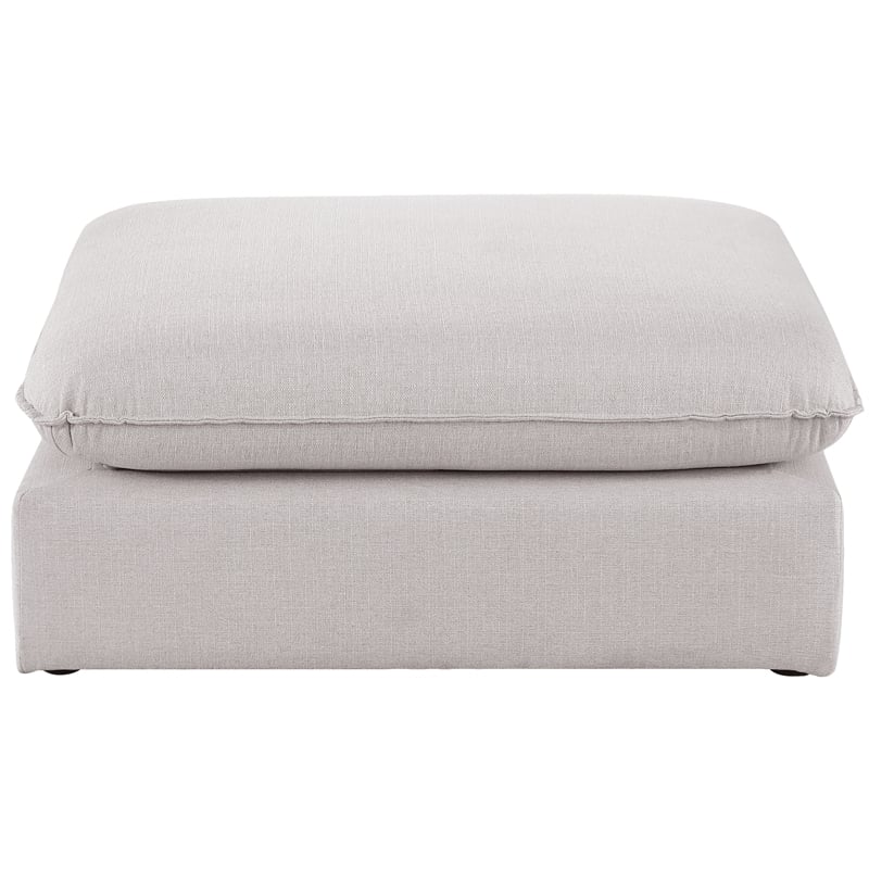 Meridian Furniture Mackenzie Beige Durable Linen Textured Ottoman
