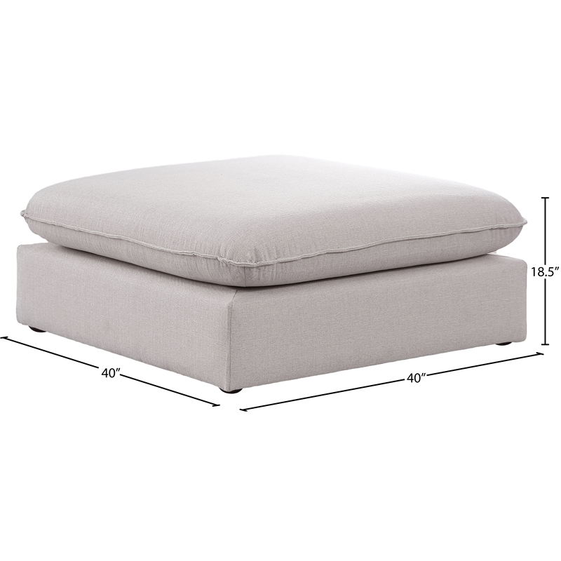 Meridian Furniture Mackenzie Beige Durable Linen Textured Ottoman