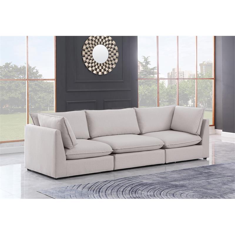 Meridian Furniture Mackenzie Beige Durable Linen Textured Modular Sofa