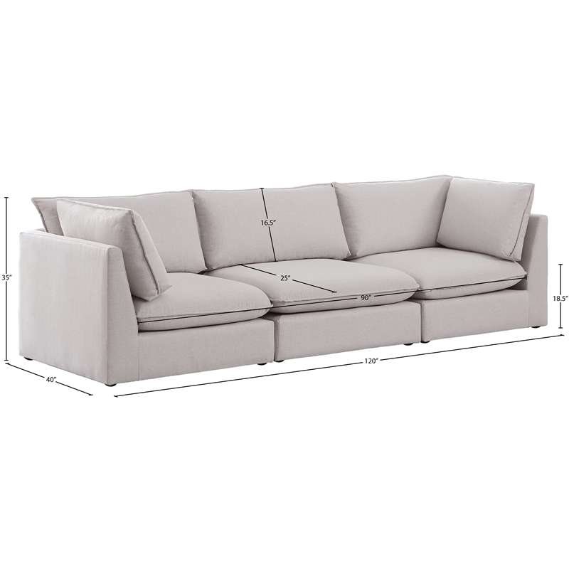 Meridian Furniture Mackenzie Beige Durable Linen Textured Modular Sofa
