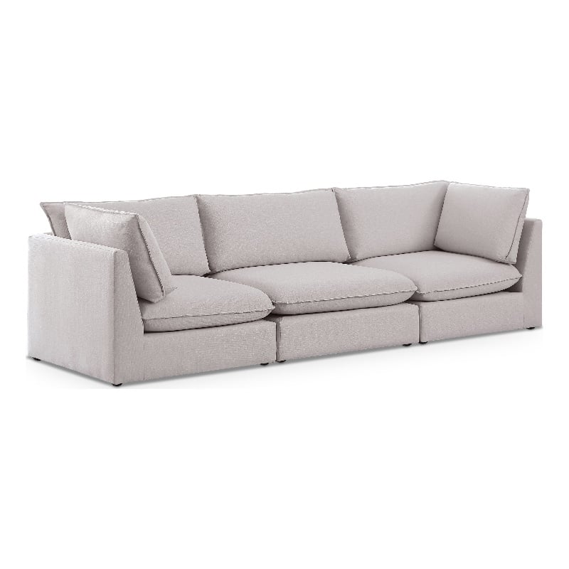 Meridian Furniture Mackenzie Beige Durable Linen Textured Modular Sofa