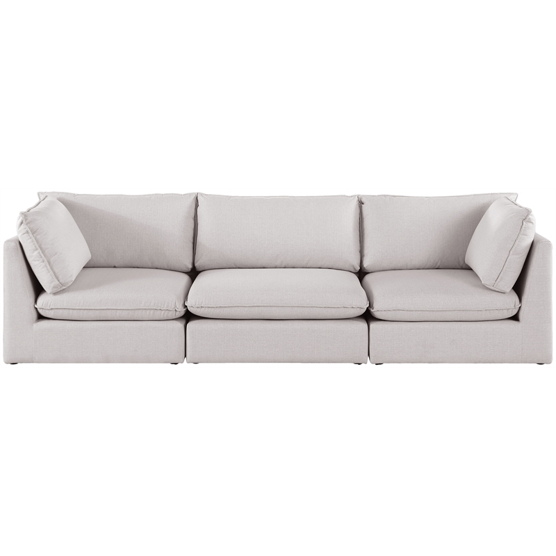 Meridian Furniture Mackenzie Beige Durable Linen Textured Modular Sofa