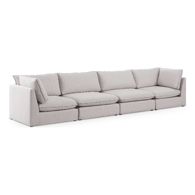Meridian Furniture Mackenzie Beige Durable Linen Textured Modular Sofa