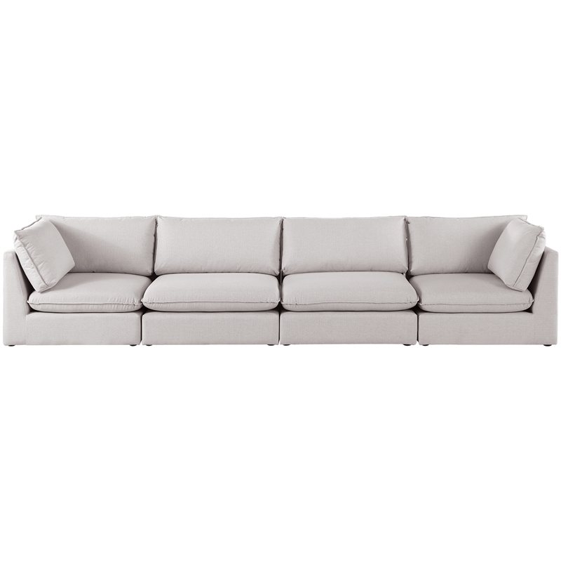 Meridian Furniture Mackenzie Beige Durable Linen Textured Modular Sofa