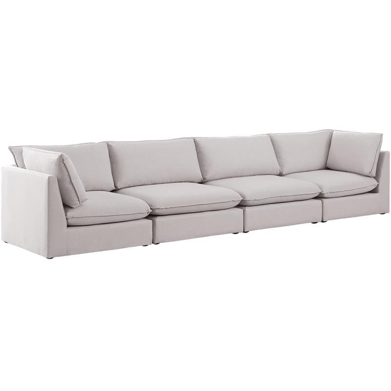 Meridian Furniture Mackenzie Beige Durable Linen Textured Modular Sofa