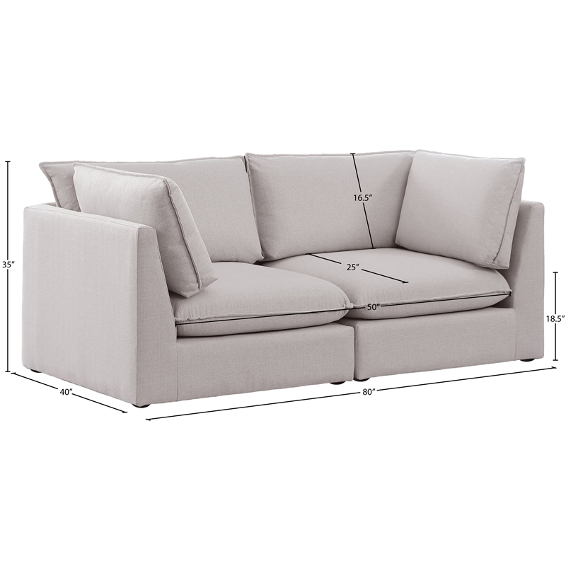 Meridian Furniture Mackenzie Beige Durable Linen Textured Modular Sofa