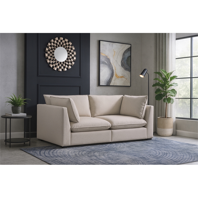 Meridian Furniture Mackenzie Beige Durable Linen Textured Modular Sofa