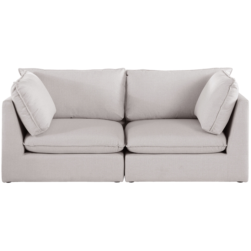 Meridian Furniture Mackenzie Beige Durable Linen Textured Modular Sofa