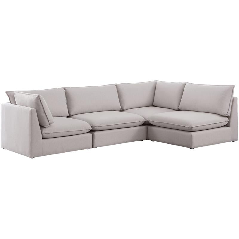 Meridian Furniture Mackenzie Beige Durable Linen Textured Modular Sectional