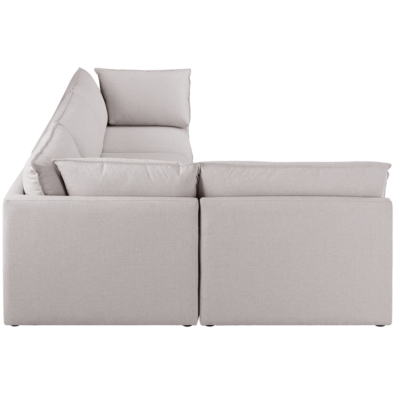 Meridian Furniture Mackenzie Beige Durable Linen Textured Modular Sectional