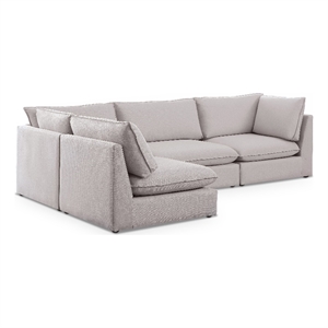 Meridian Furniture Mackenzie Beige Durable Linen Textured Modular Sectional