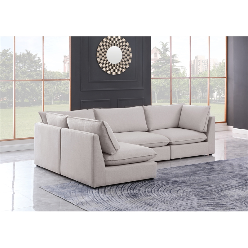 Meridian Furniture Mackenzie Beige Durable Linen Textured Modular Sectional
