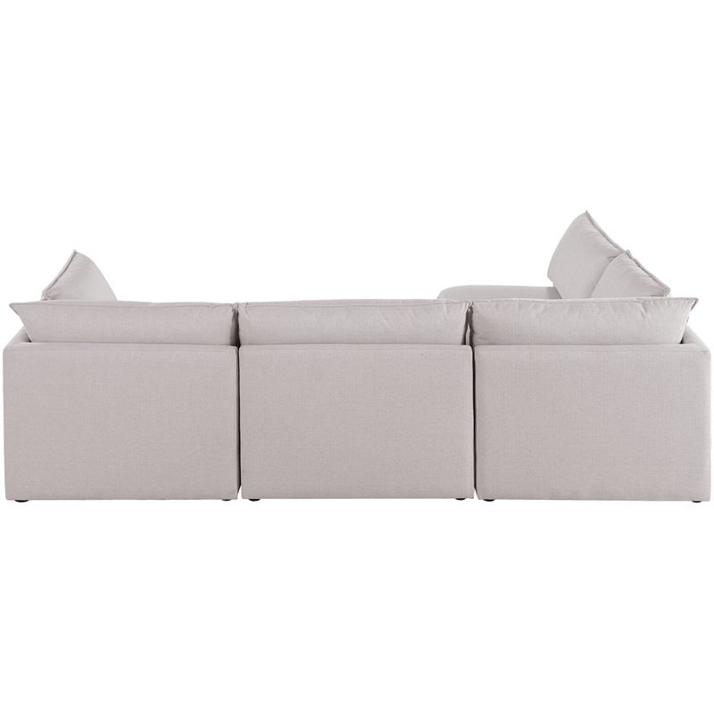 Meridian Furniture Mackenzie Beige Durable Linen Textured Modular Sectional