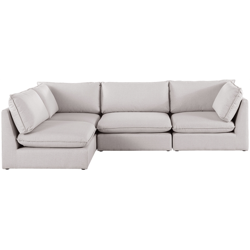 Meridian Furniture Mackenzie Beige Durable Linen Textured Modular Sectional