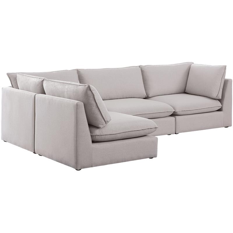 Meridian Furniture Mackenzie Beige Durable Linen Textured Modular Sectional