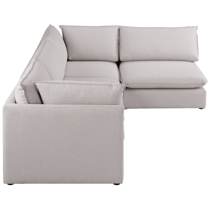 Meridian Furniture Mackenzie Beige Durable Linen Textured Modular Sectional