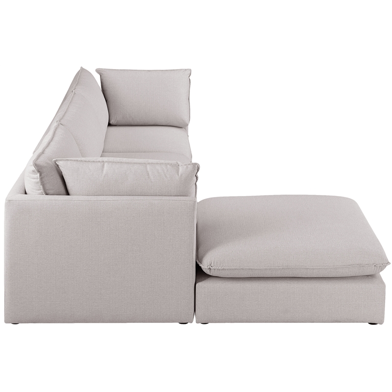 Meridian Furniture Mackenzie Beige Durable Linen Textured Modular Sectional